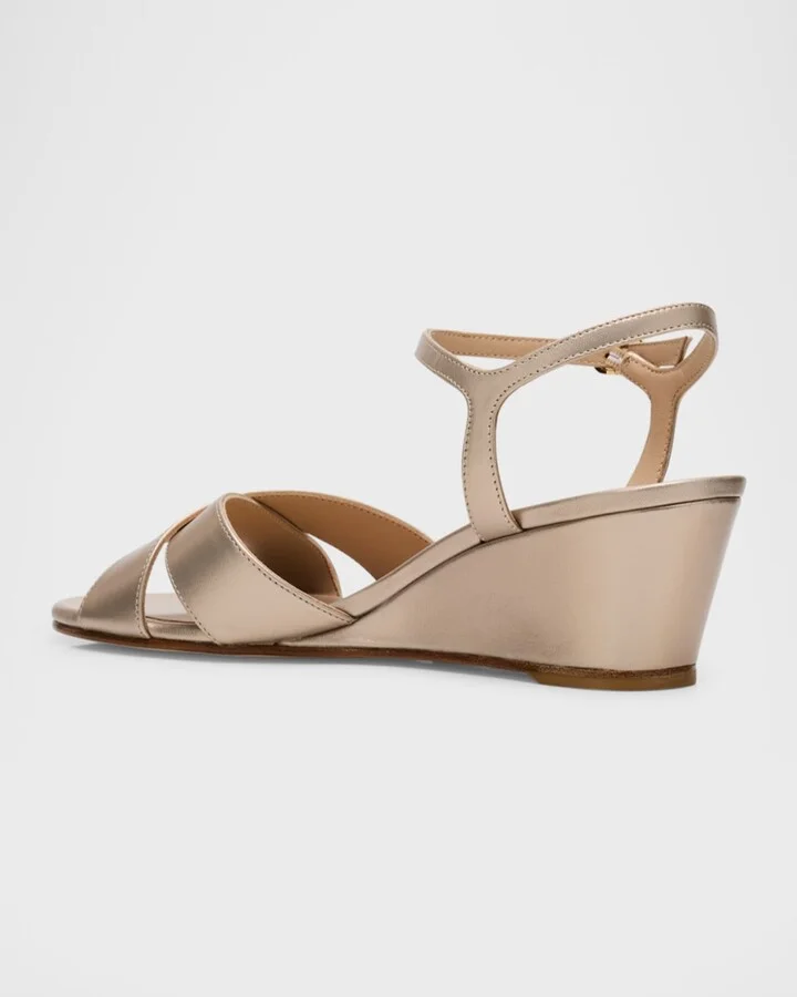 Dayna Metallic Crisscross Wedge Sandals - Image 3