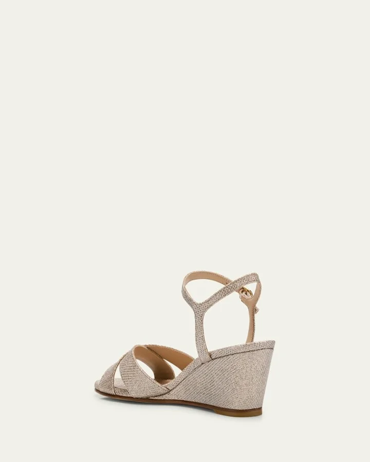 Dayna Metallic Crisscross Wedge Sandals - Image 7