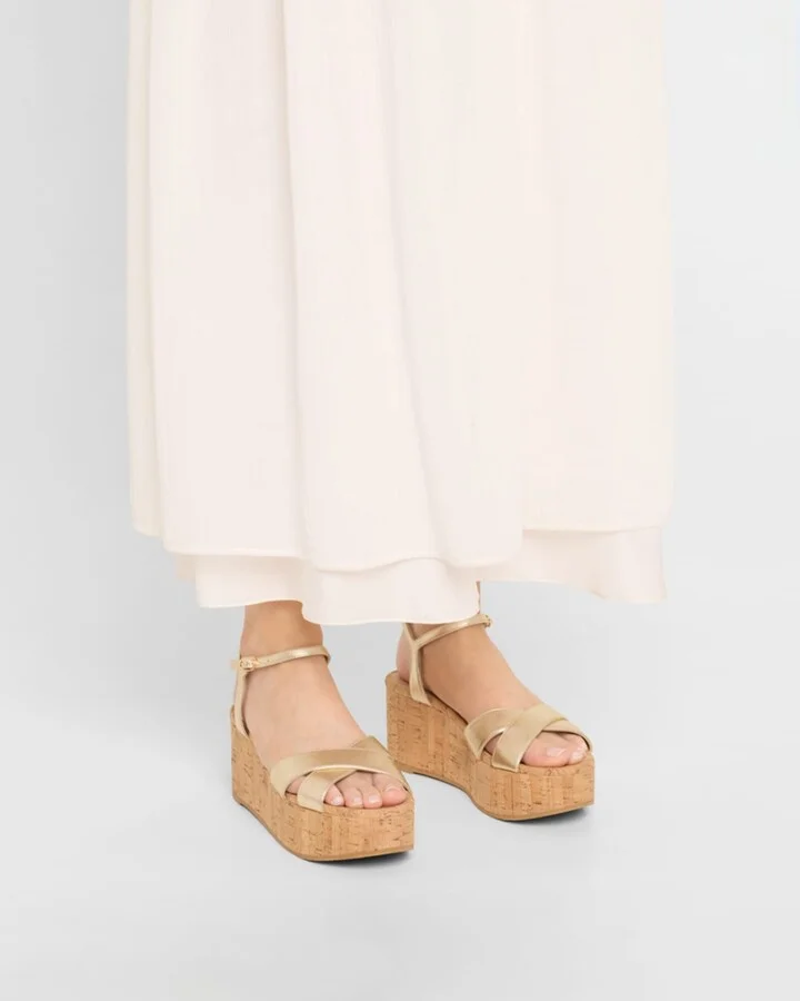 Dayna Metallic Crisscross Wedge Sandals - Image 3