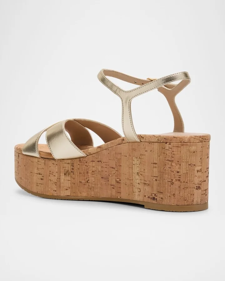 Dayna Metallic Crisscross Wedge Sandals - Image 7