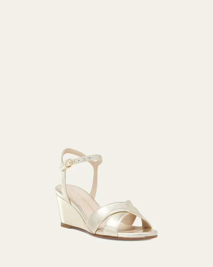 Dayna Metallic Crisscross Wedge Sandals - Image 4