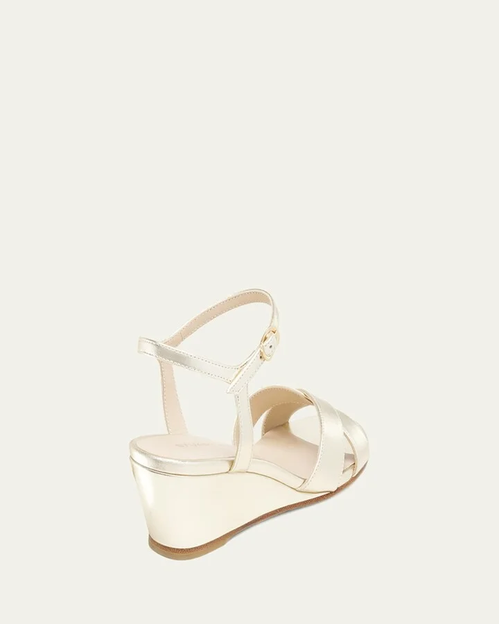 Dayna Metallic Crisscross Wedge Sandals - Image 7