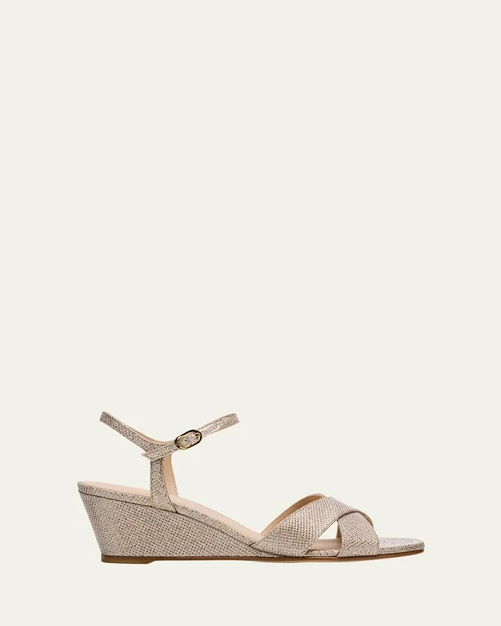Dayna Metallic Crisscross Wedge Sandals