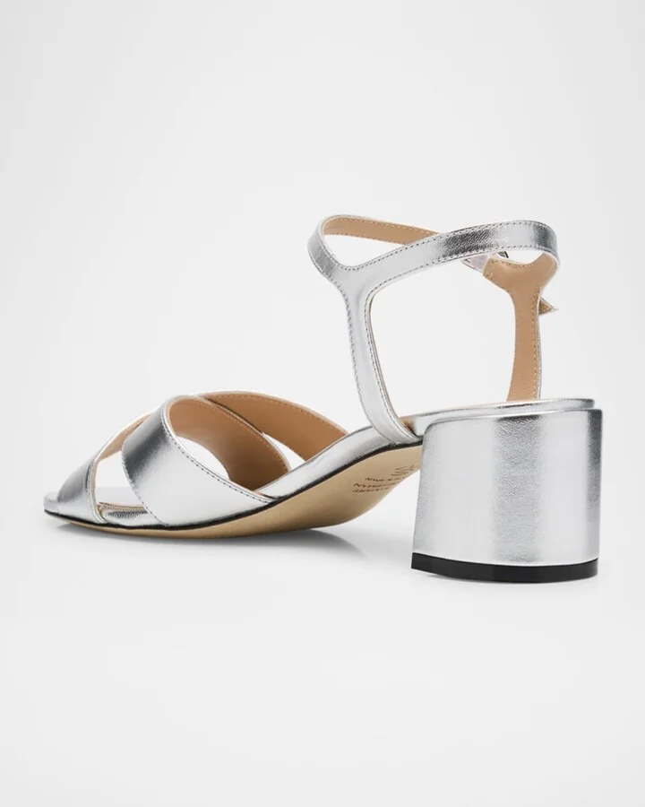 Dayna Metallic Leather Crisscross Sandals - Image 11