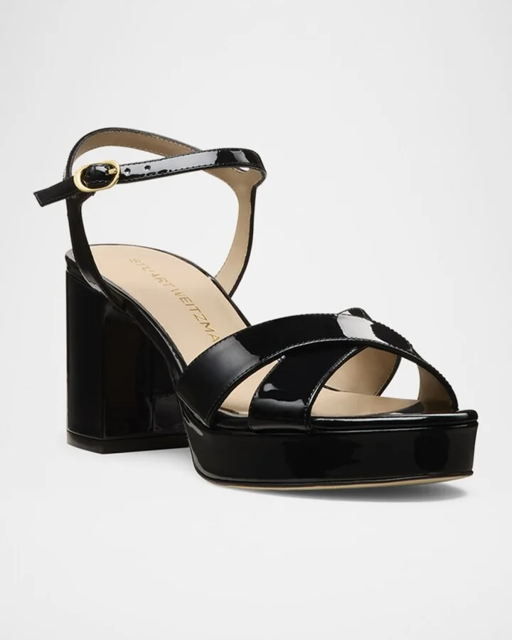 Dayna Patent Crisscross Platform Sandals - Image 10