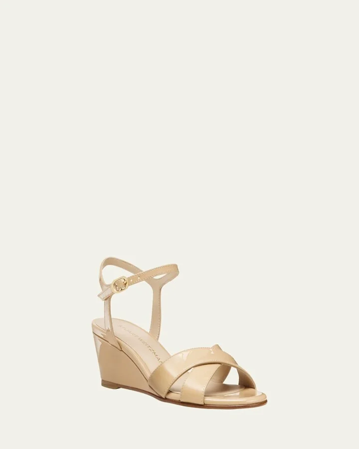 Dayna Patent Crisscross Wedge Sandals - Image 2