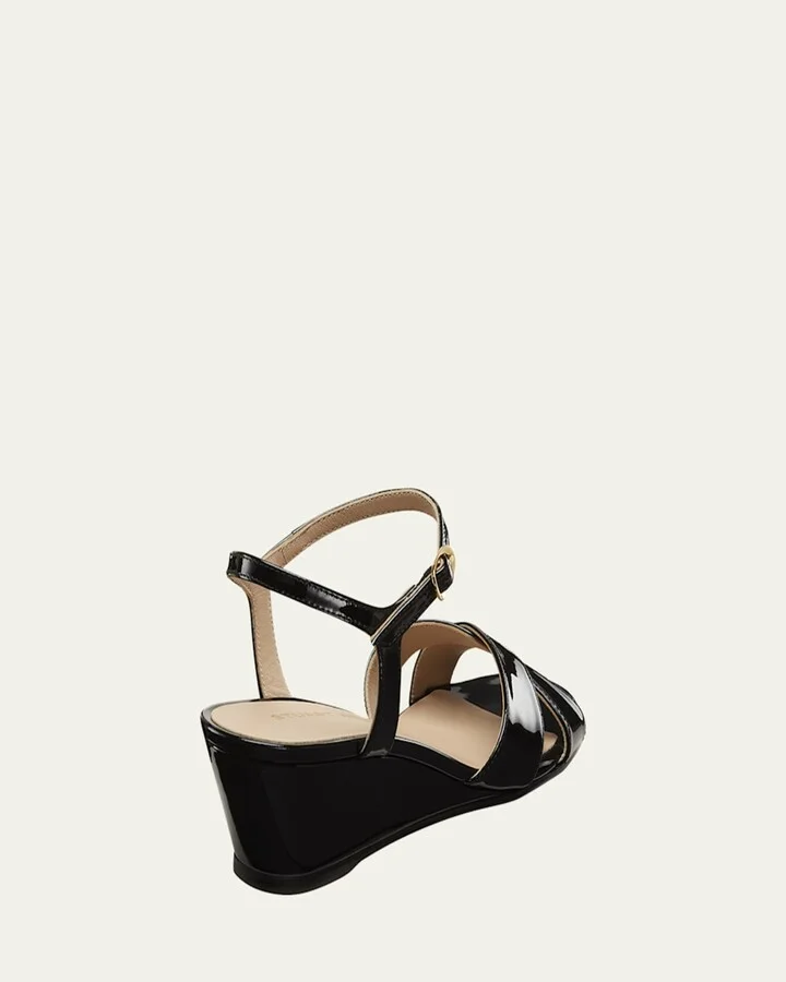 Dayna Patent Crisscross Wedge Sandals - Image 3