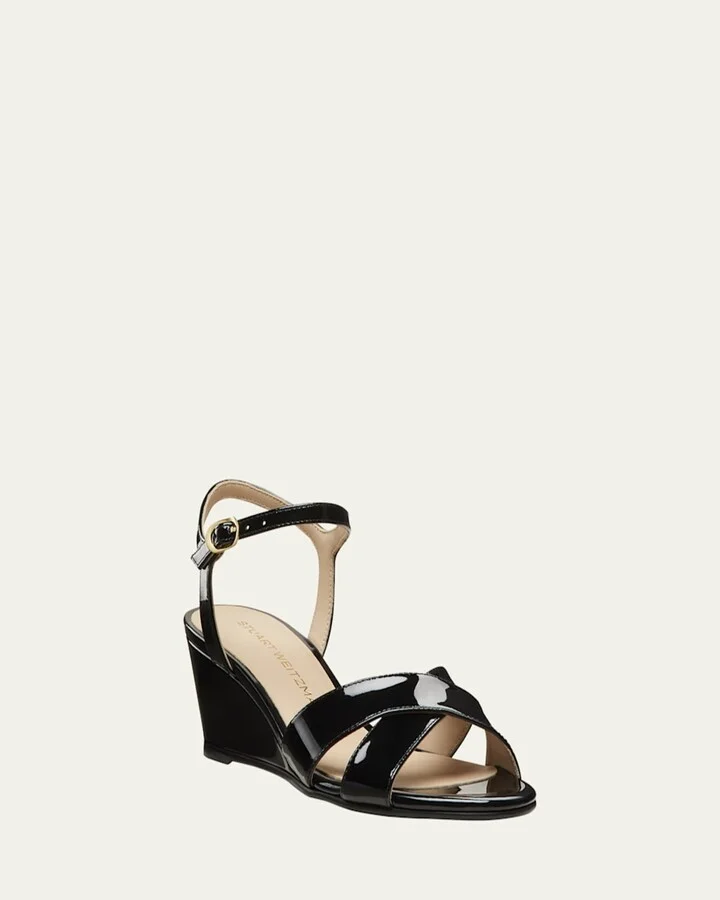 Dayna Patent Crisscross Wedge Sandals - Image 4