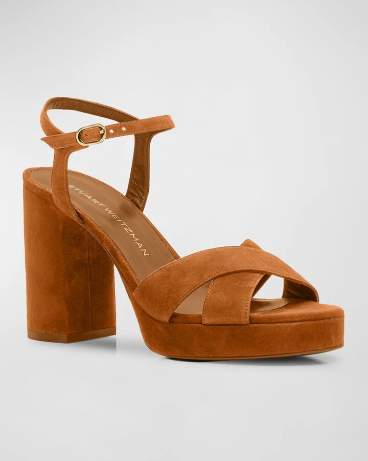 Dayna Suede Crisscross Platform Sandals - Image 5