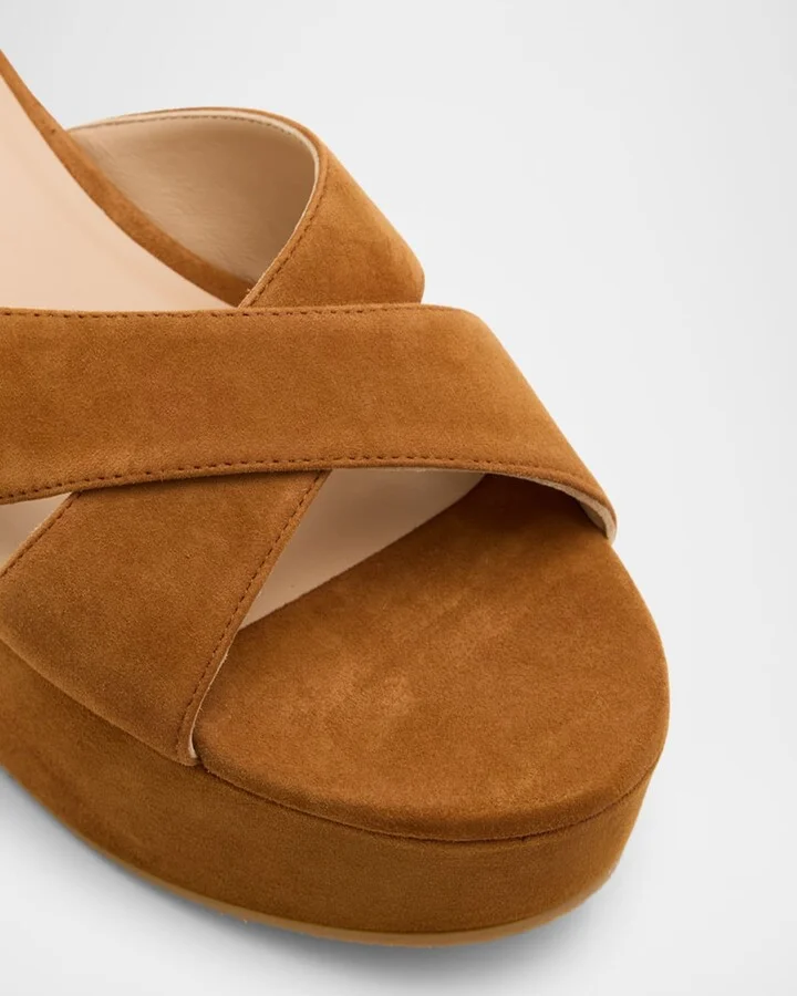 Dayna Suede Crisscross Wedge Sandals - Image 3