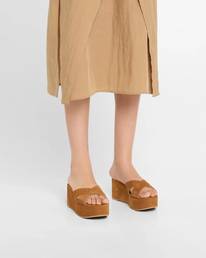 Dayna Suede Crisscross Wedge Sandals - Image 5