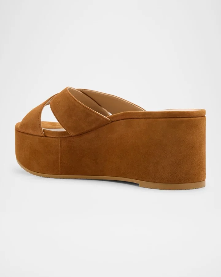 Dayna Suede Crisscross Wedge Sandals - Image 9