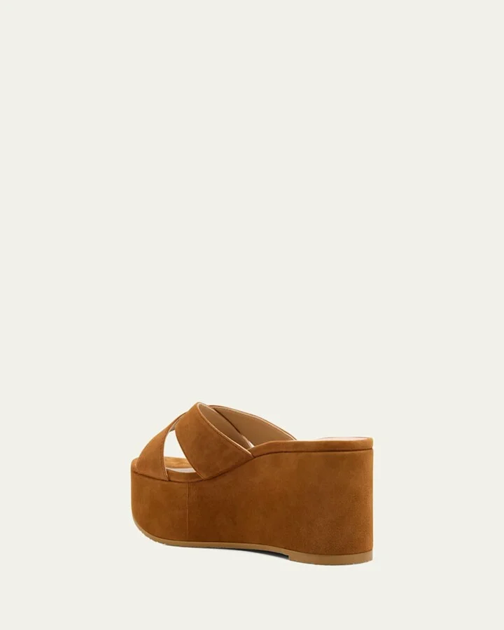Dayna Suede Crisscross Wedge Sandals - Image 2