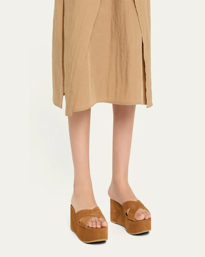 Dayna Suede Crisscross Wedge Sandals - Image 3
