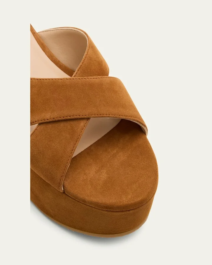Dayna Suede Crisscross Wedge Sandals - Image 8