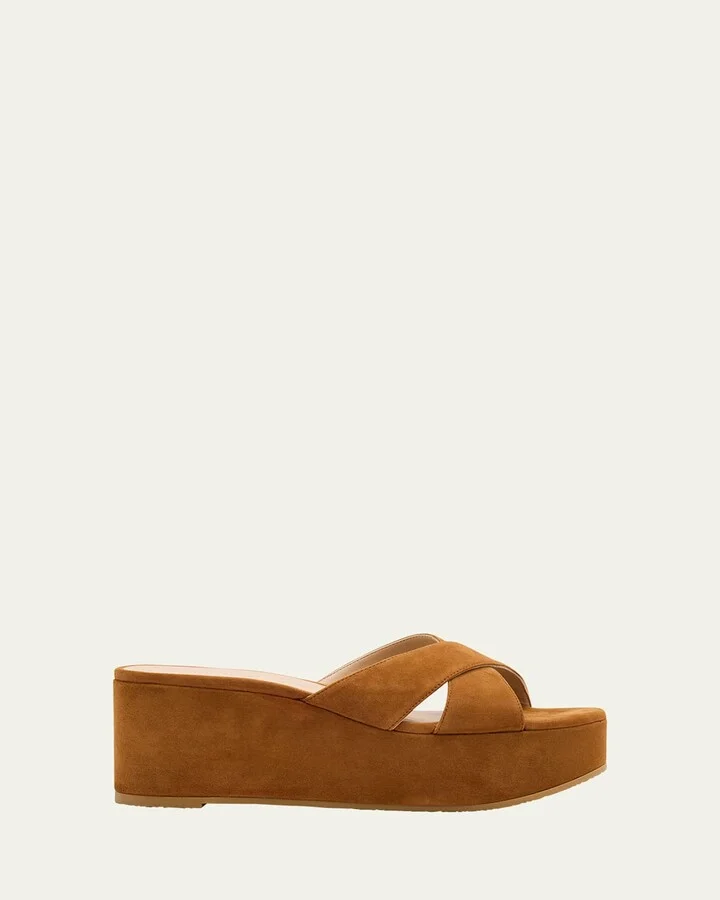 Dayna Suede Crisscross Wedge Sandals