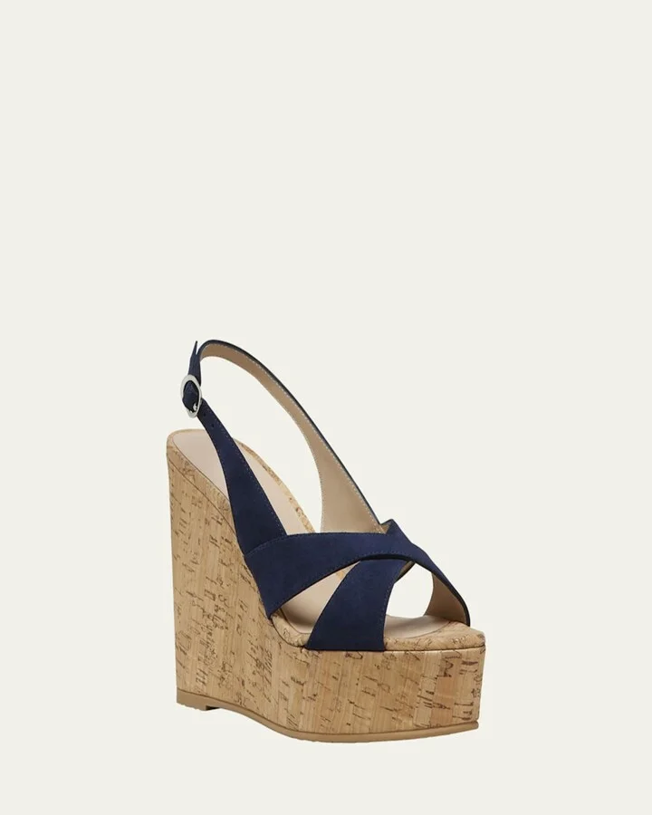 Dayna Suede Platform Wedge Sandals - Image 4
