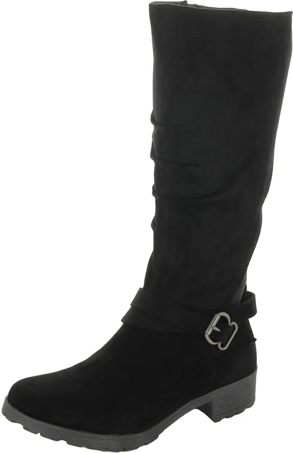 Dayna Womens Faux Suede Zipper Mid-Calf Boots