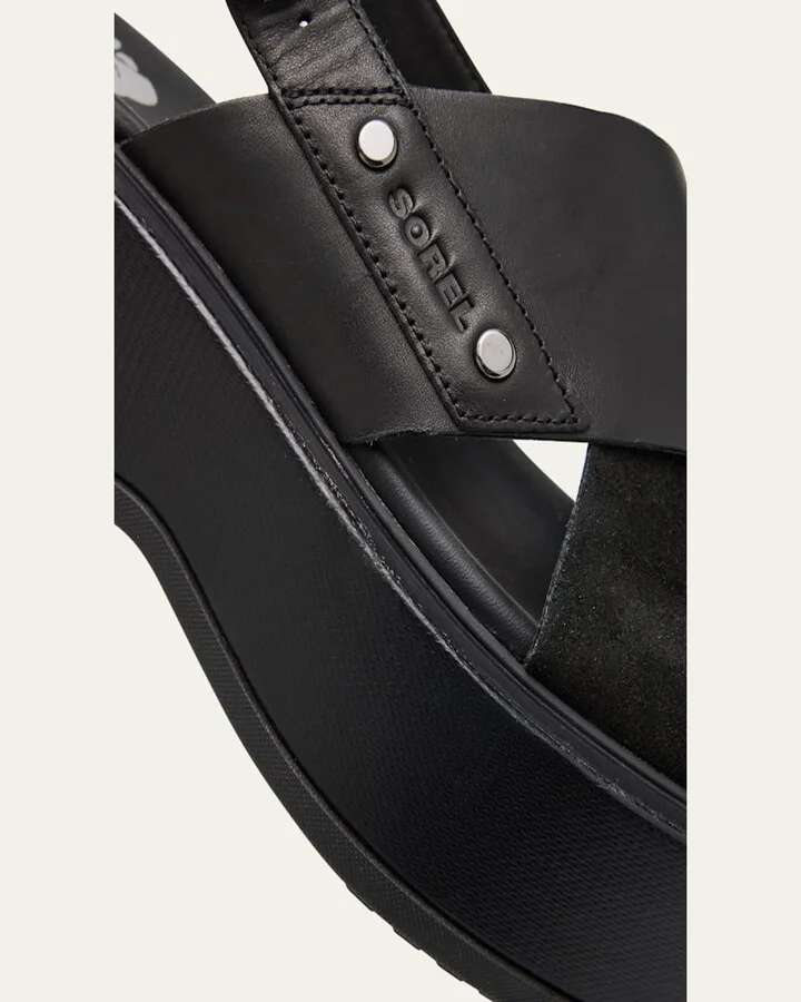 Dayspring Mixed Leather Crossover Comfort Sandals - Image 3