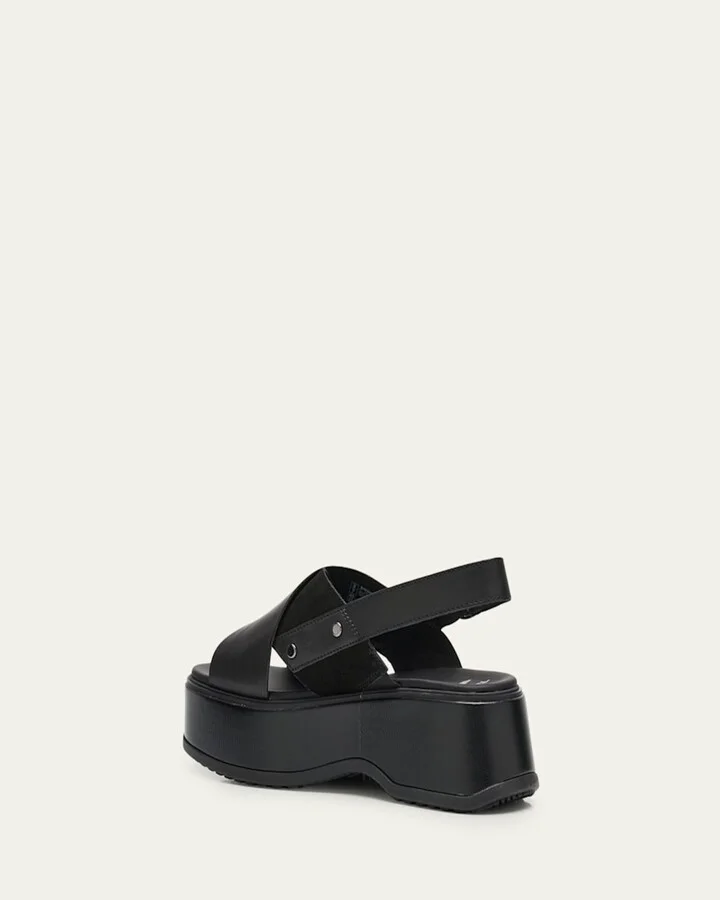 Dayspring Mixed Leather Crossover Comfort Sandals - Image 4
