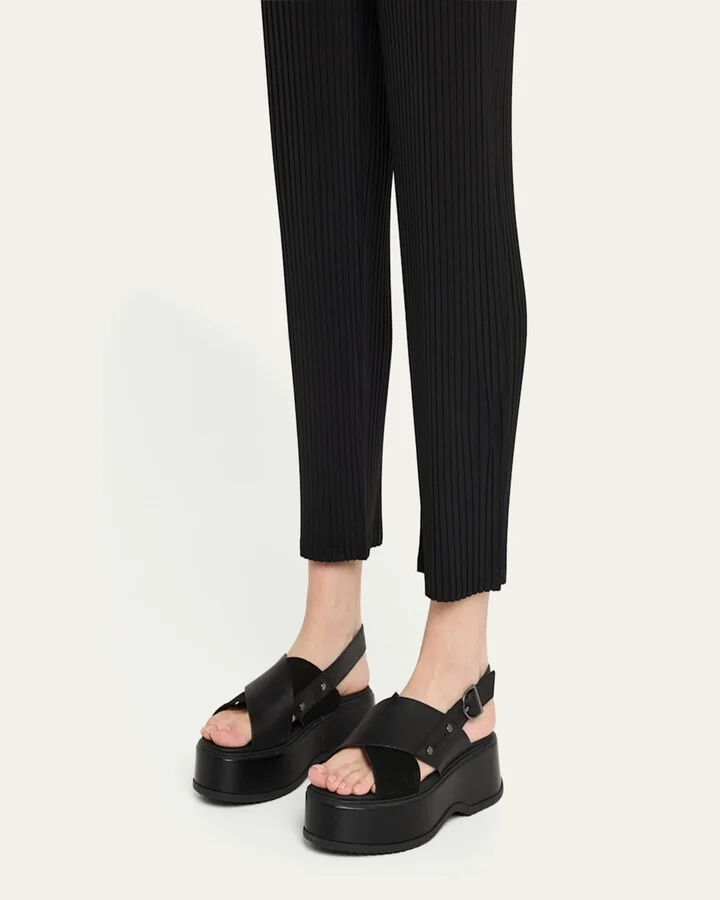 Dayspring Mixed Leather Crossover Comfort Sandals - Image 5