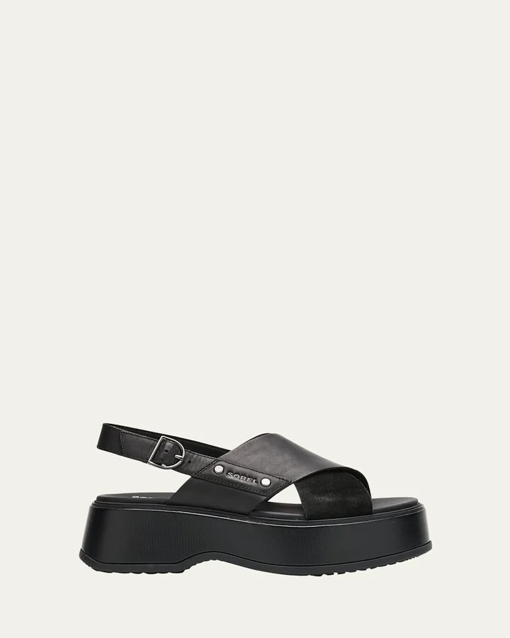Dayspring Mixed Leather Crossover Comfort Sandals