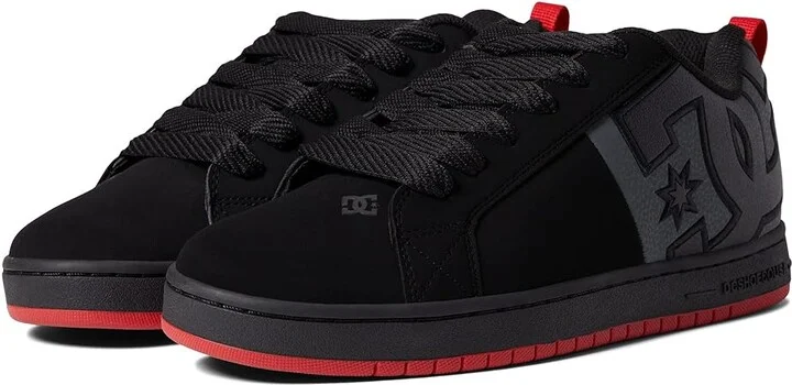 DC Court Graffik SQ Men's Skate Shoes Black/Grey/Red : 7 D - Medium, Suede