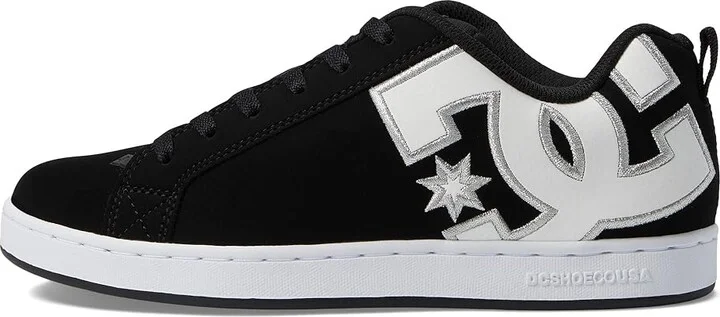 DC Court Graffik W Women's Skate Shoes Black/White Stencil : 10.5 B - Medium - Image 6