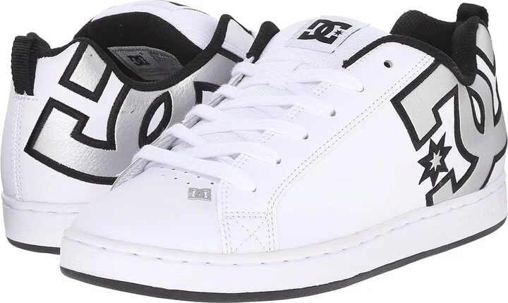 DC Court Graffik W Women's Skate Shoes White/Metallic Silver : 9 B - Medium