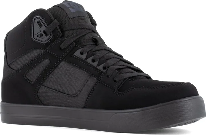 DC Men's Pure Work Black and Dark Gray Composite Toe Boots Construction Shoe