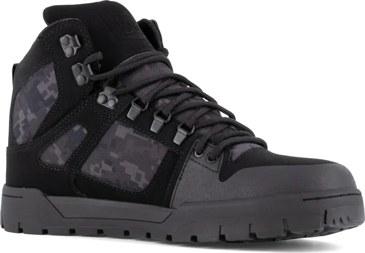 DC Men's Pure Work Black Camo Composite Toe Boots Construction Shoe