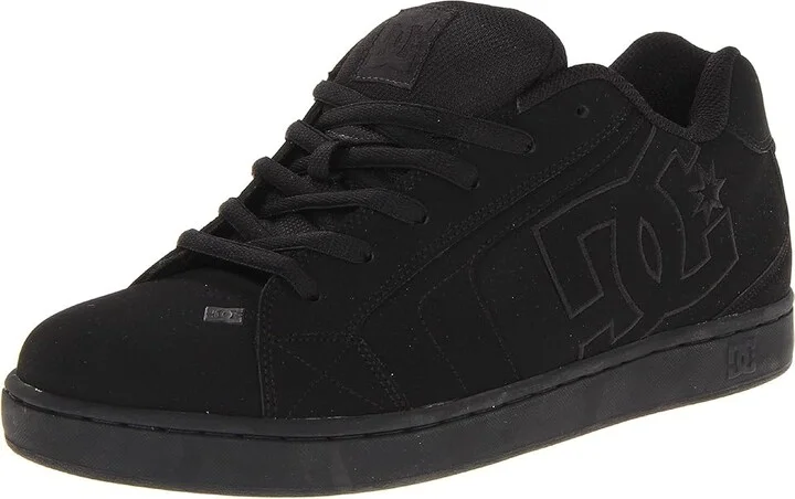 DC Net Men's Skate Shoes Black/Black/Black : 6 D - Medium, Leather/Suede/Synthetic - Image 2