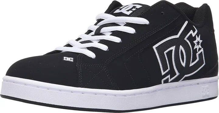 DC Net Men's Skate Shoes Black/Black/White : 10 D - Medium, Leather/Suede/Synthetic - Image 2
