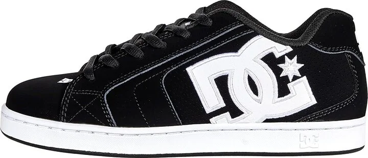 DC Net Men's Skate Shoes Black/Black/White : 10 D - Medium, Leather/Suede/Synthetic - Image 7