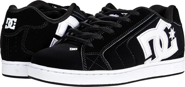DC Net Men's Skate Shoes Black/Black/White : 10 D - Medium, Leather/Suede/Synthetic