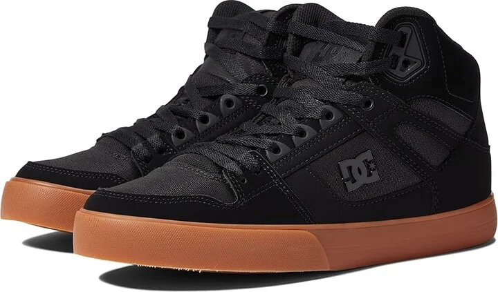 DC Pure High-Top WC Men's Skate Shoes Black/Gum : 6 D - Medium, Canvas/Leather/Suede
