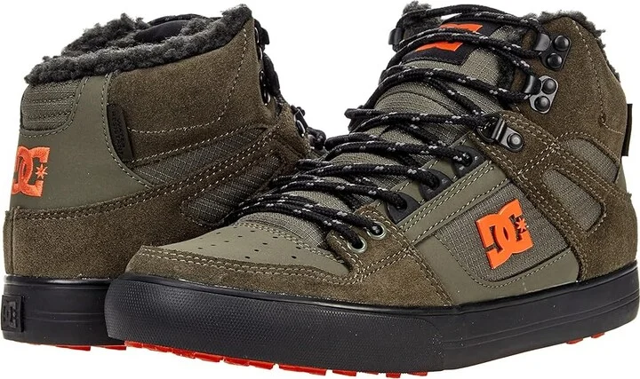 DC Pure High-Top WC WNT Men's Skate Shoes Dusty Olive/Orange : 7 D - Medium, Suede/Textile