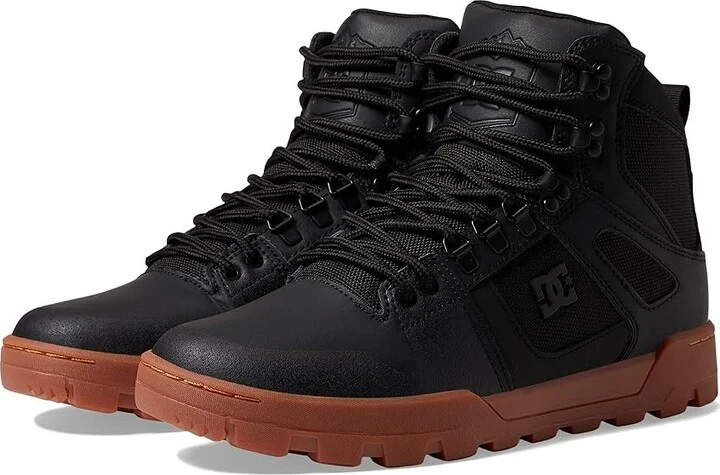 DC Pure High-Top WR Boot Men's Lace-up Boots Black/Gum 2 : 7 D - Medium, Leather/Suede