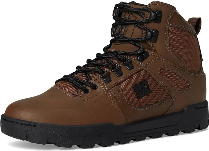 DC Pure High-Top WR Boot Men's Lace-up Boots Dark Chocolate : 7.5 D - Medium, Leather/Suede - Image 5