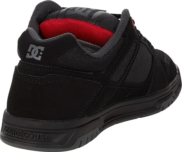 DC Stag Men's Skate Shoes Black/Grey/Red 1 : 10 D - Medium, Leather/Suede - Image 4