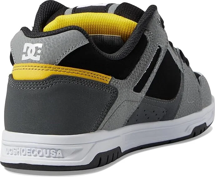 DC Stag Men's Skate Shoes Grey/Yellow : 10 D - Medium, Leather/Suede - Image 4