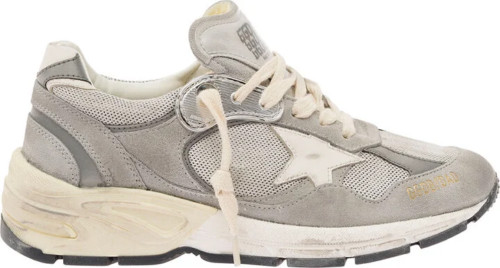 'deadstar' Grey Low Top Sneakers With Star Patch In Mixed Of Tech Materials Woman
