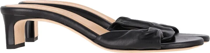 Dear Frances Twisted Slide Sandals in Black Leather