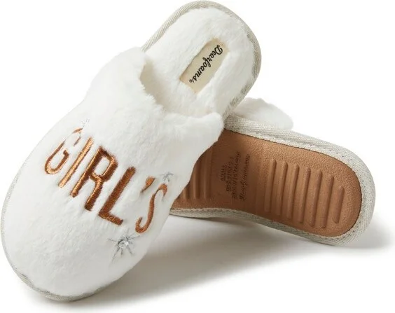 Dearfoam Women' Bridal Celebration Fuzzy Scuff Houe Slipper - Alabater Size S - Image 5
