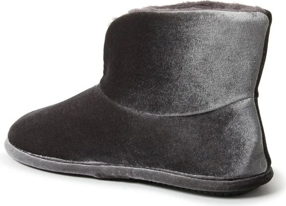 Dearfoam Women' Sara Shiny Velour Bootie Houe Slipper Boot - Pavement Size S - Image 2