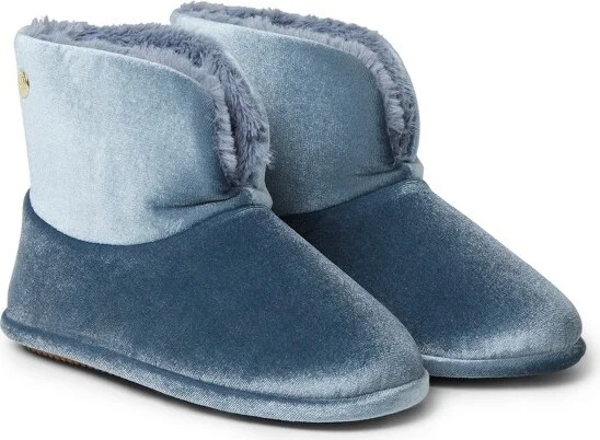 Dearfoam Women' Sara Shiny Velour Bootie Houe Slipper Boot - Pavement Size S - Image 3