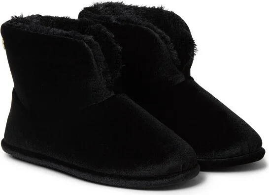 Dearfoam Women' Sara Shiny Velour Bootie Houe Slipper Boot - Pavement Size S - Image 4