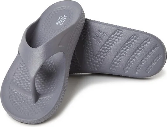 Dearfoams EcoCozy Men's Sustainable Comfort Flip Flop Thong Sandal - Black Size - Image 5