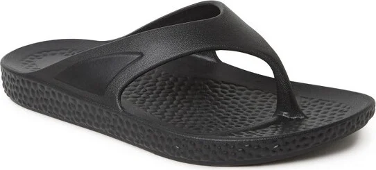 Dearfoams EcoCozy Men's Sustainable Comfort Flip Flop Thong Sandal - Black Size