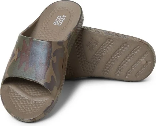 Dearfoams EcoCozy Women's Sustainable Comfort Slide Sandal - Leopard Size - Image 3